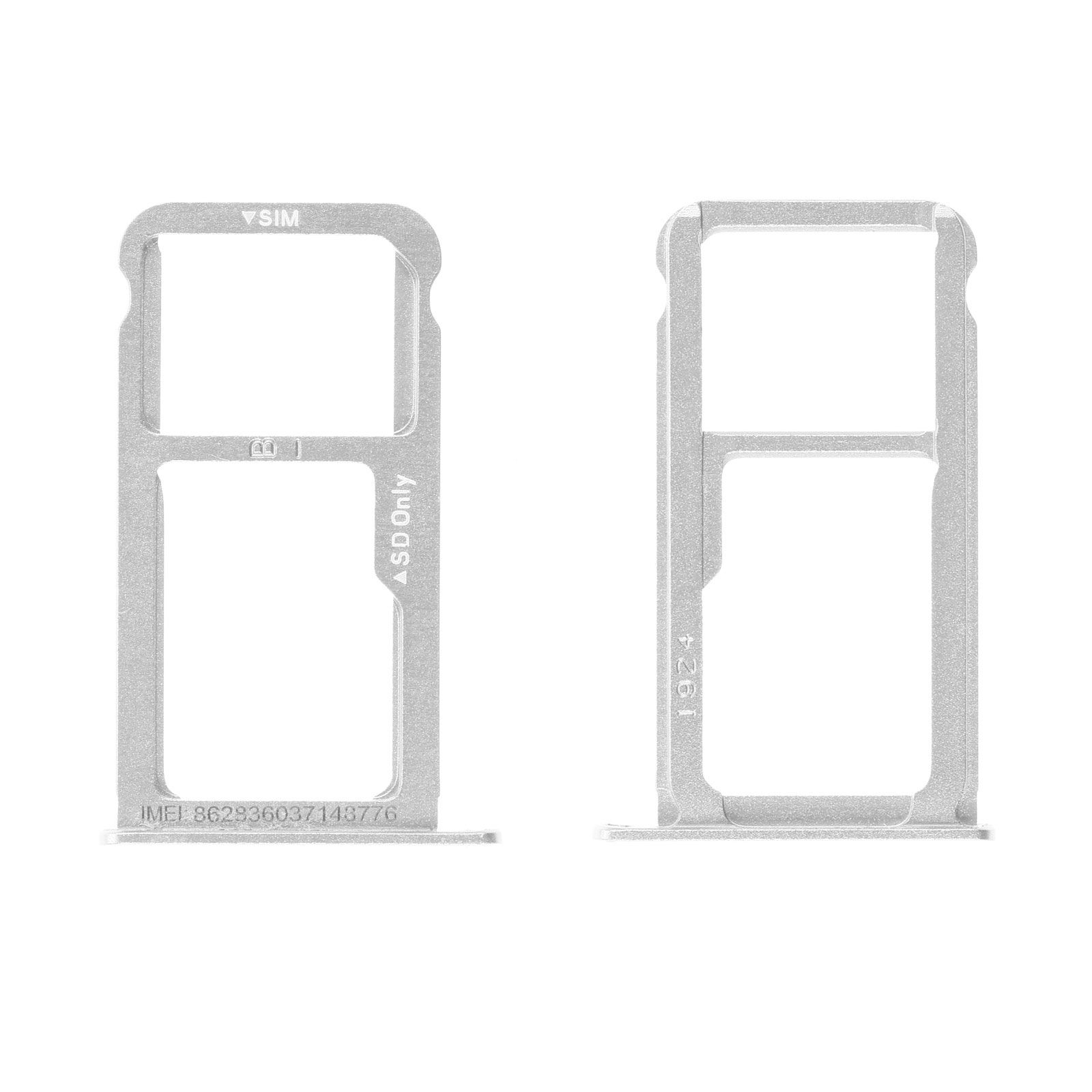 Tiroir SIM + SD Universel De Remplacement - Pour Huawei P9 Et Autres Modèles - Argent - Neuf