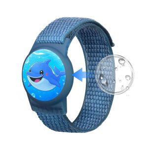 Bracelet AirTag pour enfant en nylon tissé motif Dauphin étanche Bleu
