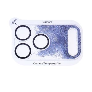 Verre trempé caméra arrière iPhone 17 Pro à paillettes effet sable mouvant Argent