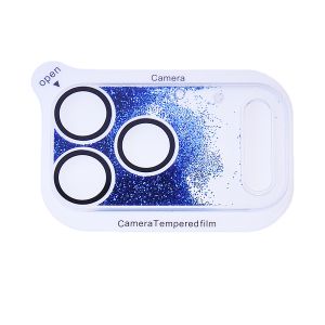 Verre trempé caméra arrière iPhone 17 Pro à paillettes effet sable mouvant Bleu