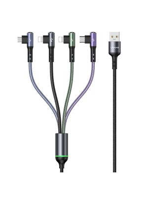 Câble Tressé 4 en 1 Angle Droit (Lightning x2 + Micro USB + Type-C) 15W (1,2m) Usams US-SJ563 U80