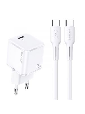 Chargeur rapide 25W + cable Type C Usams (CC140) Blanc