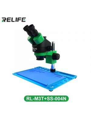 Microscope Trinoculaire avec socle aluminium et tapis silicone Relife RL M3T-B1 Bleu